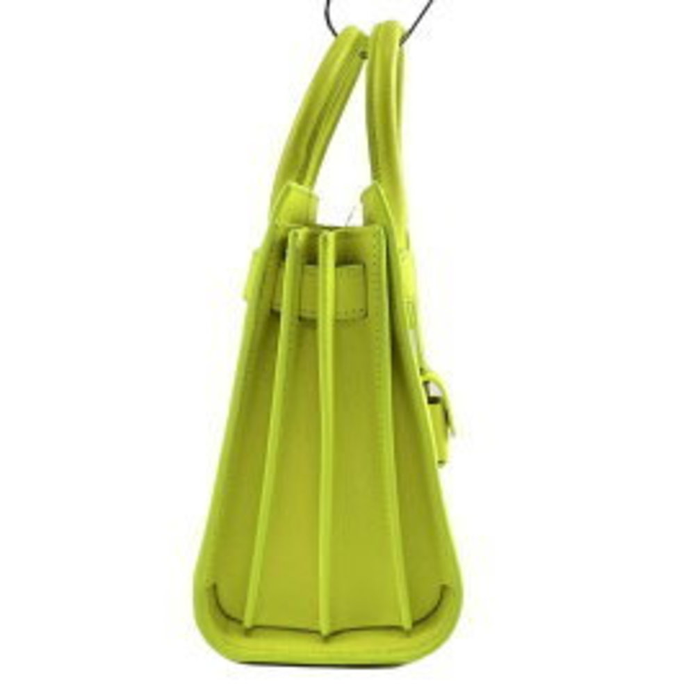 Saint Laurent PARIS Leather Nano Sac Handbag Neon Yellow Jour